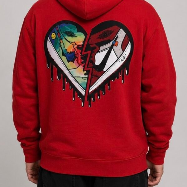 Urban Split Heart Hoodie - Red