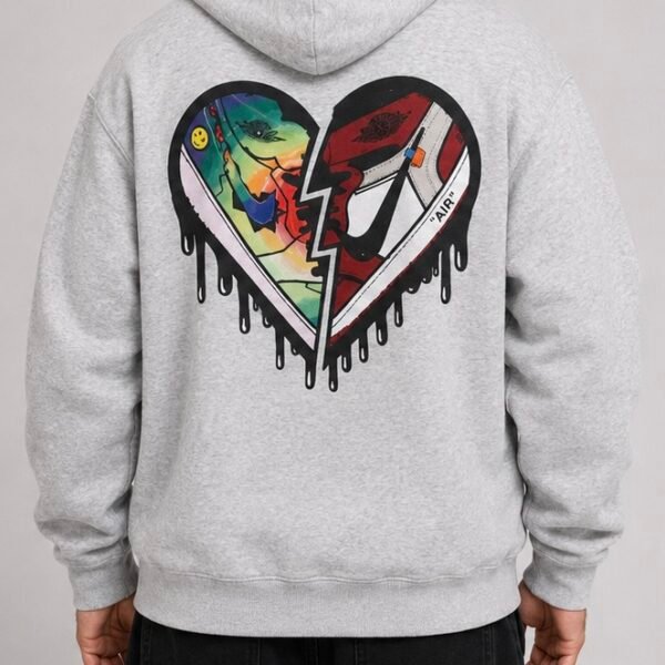 Urban Split Heart Hoodie - Grey